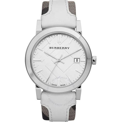 burberry bu9019|Burberry BU9019 White Leather Strap Watch .